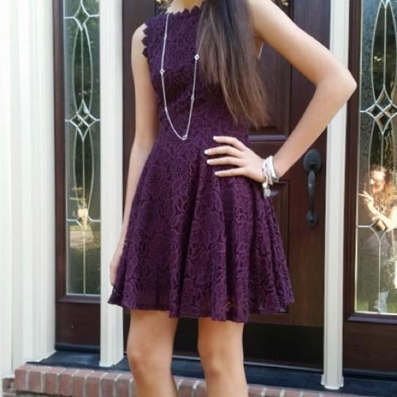 Plum, floral, formal dress - Picture 6 of 6